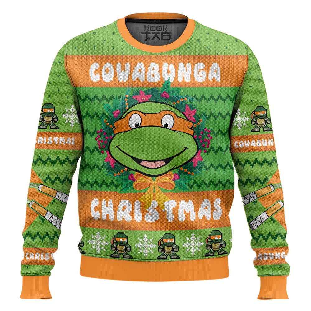 Cowabunga Michaelangelo Christmas Teenage Mutant Ninja Turtles Ugly Christmas Sweater – Moonbestprint