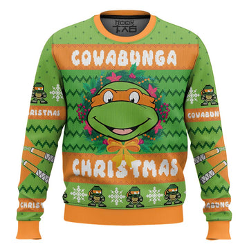 Cowabunga Michaelangelo Christmas Teenage Mutant Ninja Turtles Ugly Christmas Sweater – Moonbestprint