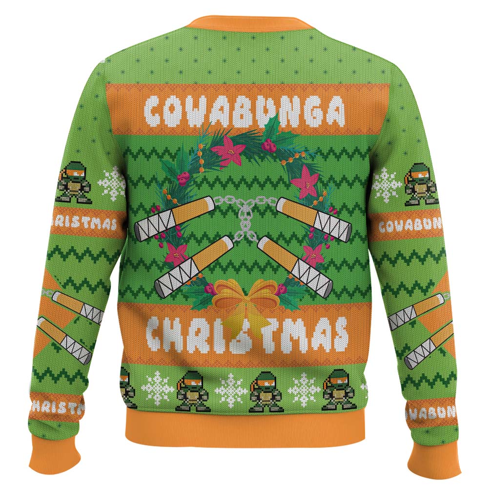 Cowabunga Michaelangelo Christmas Teenage Mutant Ninja Turtles Ugly Christmas Sweater – Moonbestprint