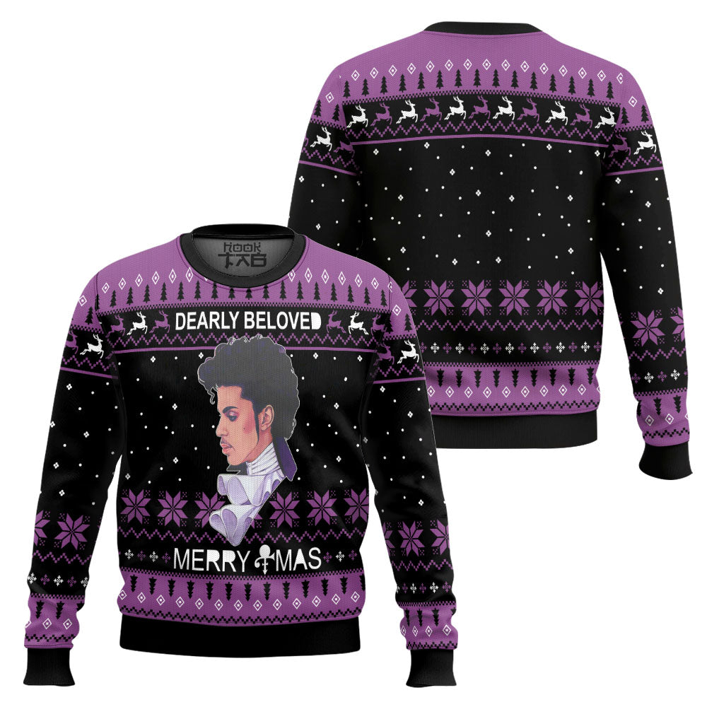 Prince Dearly Beloved Merry Christmas Black Purple Ugly Christmas Sweater Christmas Gift – Moonbestprint