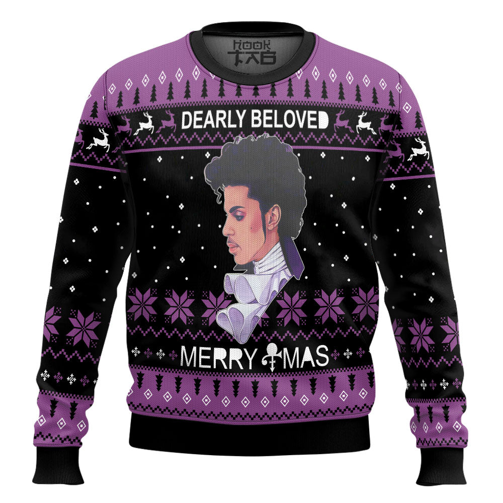 Prince Dearly Beloved Merry Christmas Black Purple Ugly Christmas Sweater Christmas Gift – Moonbestprint