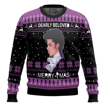 Prince Dearly Beloved Merry Christmas Black Purple Ugly Christmas Sweater Christmas Gift – Moonbestprint