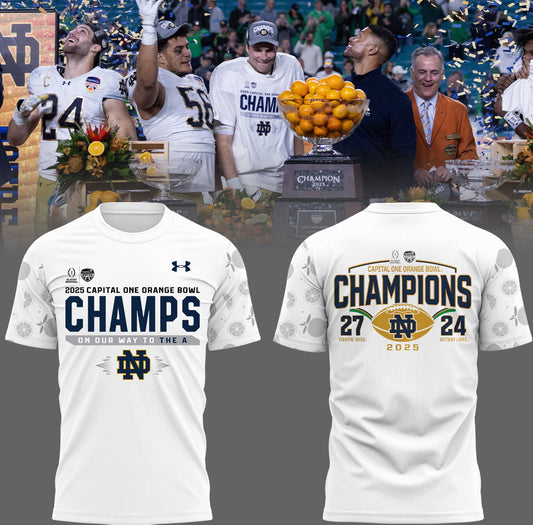 Notre Dame Fighting Irish Football NCAA Limited Orange Bowl Champions White T-Shirt Moonbestprint
