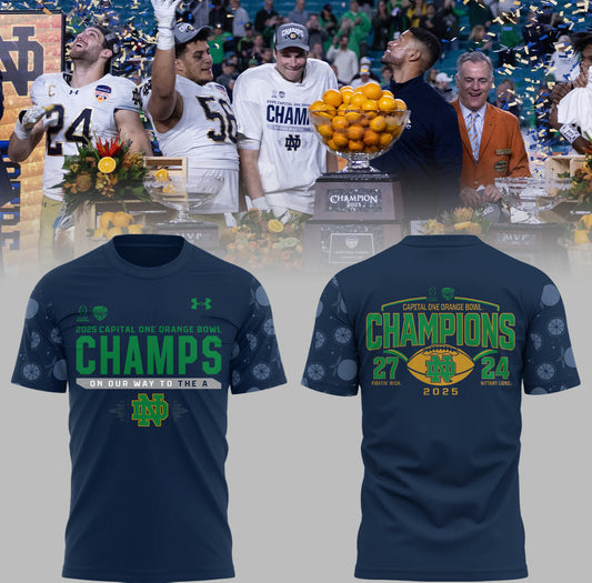 Notre Dame Fighting Irish Football NCAA Limited Orange Bowl Champions Navy T-Shirt Moonbestprint