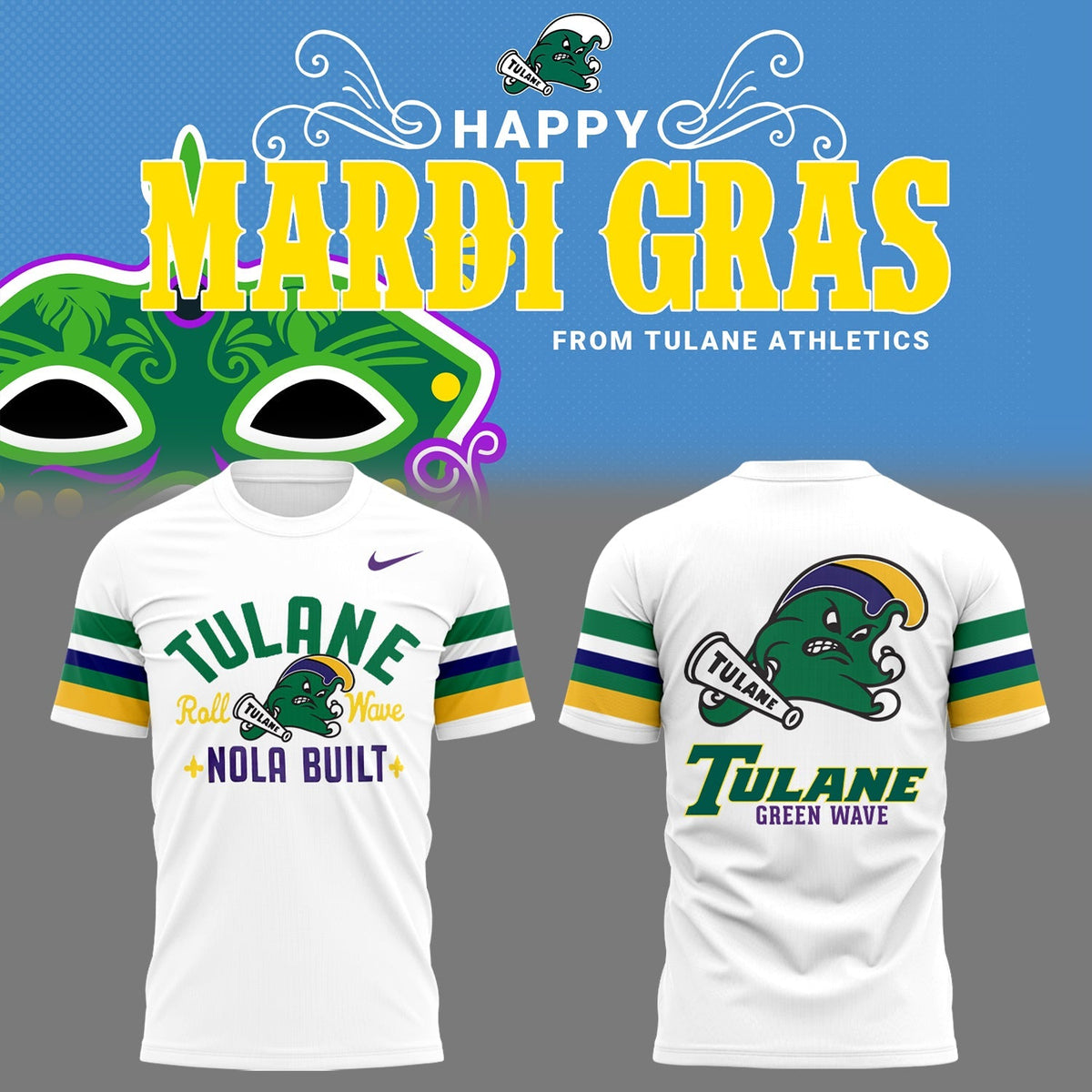 Tulane Baseball 2025 Limited Edition "Mardi Gras 2025" T-Shirt Moonbestprint
