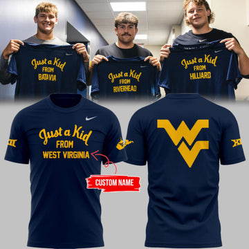 Limited Edition West Virginia "Just a kid from West Virginia Mountaineers" Navy TShirt v2 | AH65 Moonbestprint