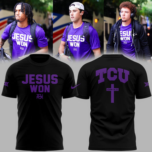 Limited Edition TCU Football Jesus Won Black TShirt | NN72 Moonbestprint