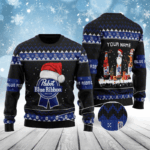 Pabst Blue Ribbon Bottle Santa Ugly Sweater – Moonbestprint
