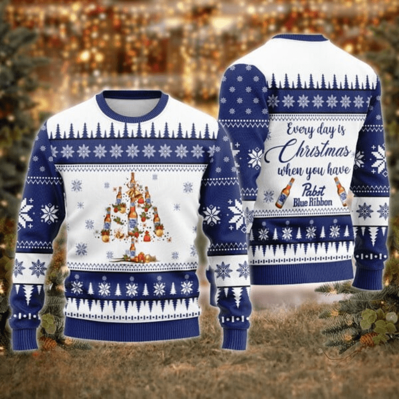Pabst Blue Ribbon Christmas Tree Ugly Sweater – Moonbestprint