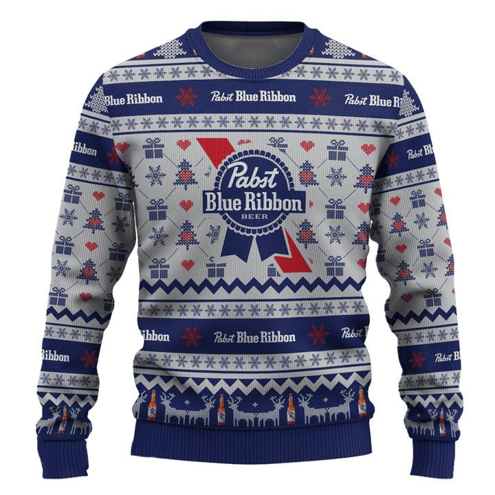 Pabst Blue Ribbon Snowing Christmas Ugly Sweater – Moonbestprint