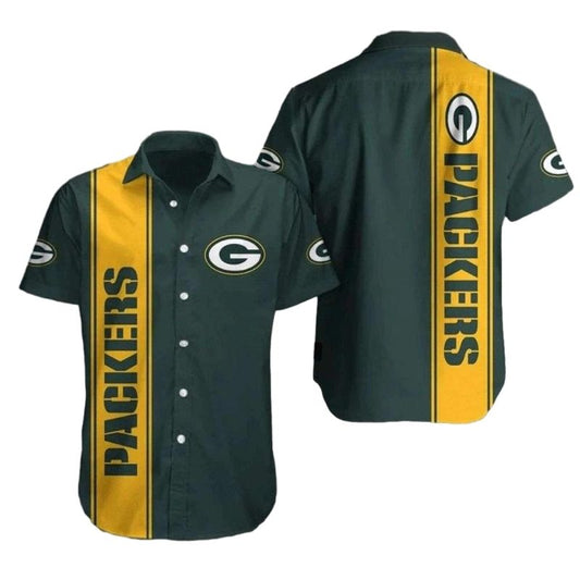 Packers Bold Yellow Stripe Green Hawaiian Shirt - Moonbestprint
