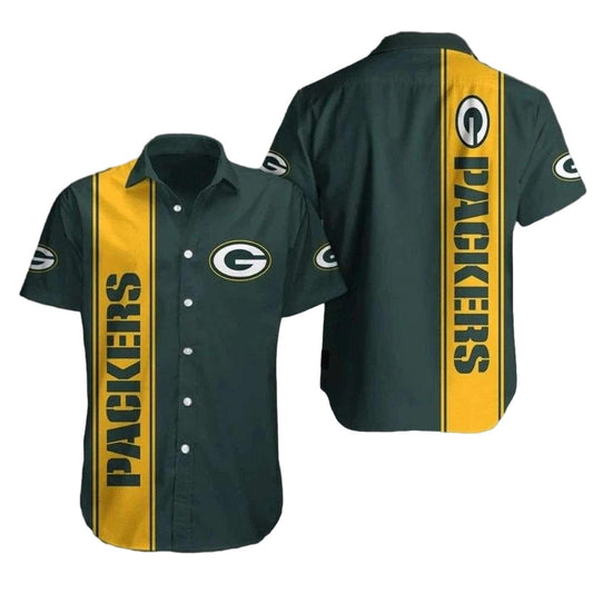 Packers Bold Yellow Stripe Green Hawaiian Shirt - Moonbestprint