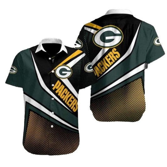 Packers End Halftone Yellow Dot Fade Hawaiian Shirt - Moonbestprint