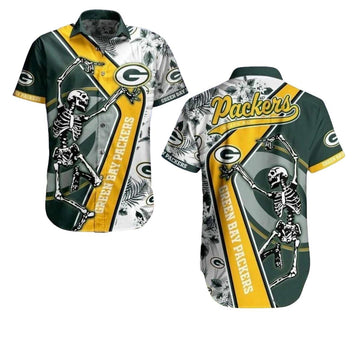Packers Featuring Skeleton Graphic And Logo Hawaiian Shirt - Moonbestprint