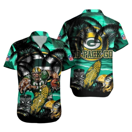 Packers Go Pack Go With Mascot 2025 Hawaiian Shirt - Moonbestprint
