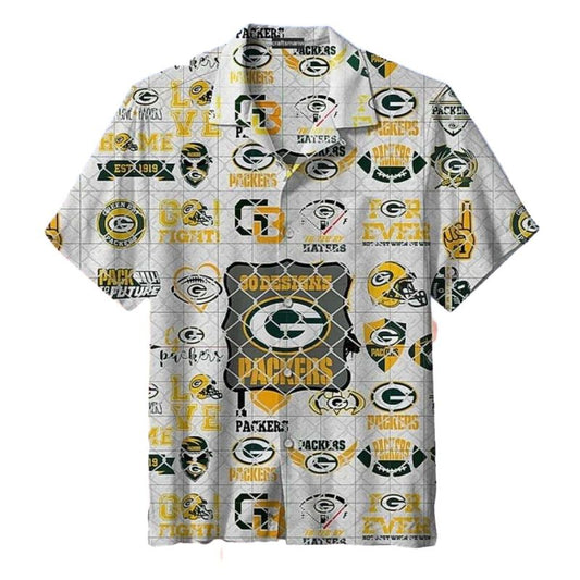 Packers Grid Of Team Logos And Icons Hawaiian Shirt - Moonbestprint