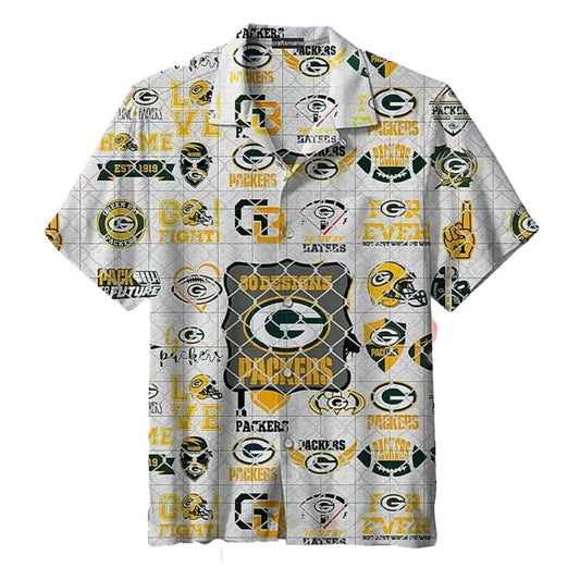 Packers Grid Of Team Logos And Icons Hawaiian Shirt - Moonbestprint