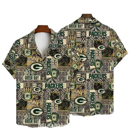 Packers Logo Geometric And Team Spirit Retro Hawaiian Shirt - Moonbestprint