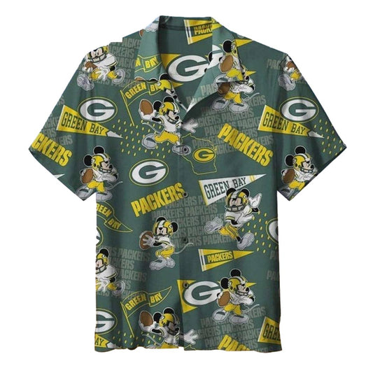 Packers Mickey Mouse And Team Logos Hawaiian Shirt - Moonbestprint