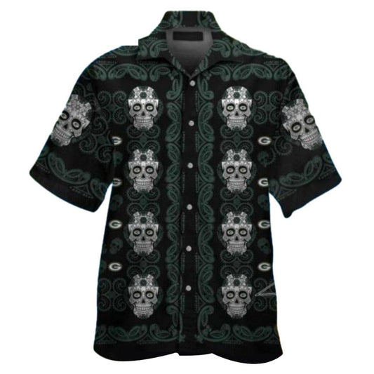 Packers Skull And Tribal Pattern Hawaiian Shirt - Moonbestprint