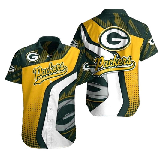 Packers Swirling Football Green And Gold Hawaiian Shirt - Moonbestprint