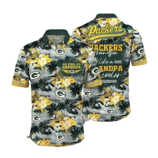 Packers With Cool Grandpa And Floral Hawaiian Shirt - Moonbestprint