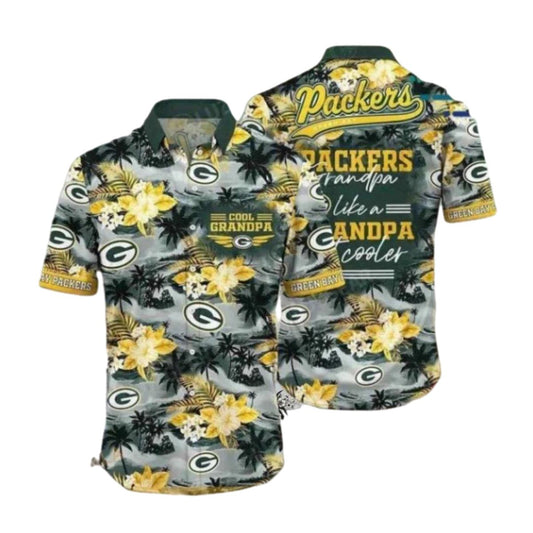 Packers With Cool Grandpa And Floral Hawaiian Shirt - Moonbestprint