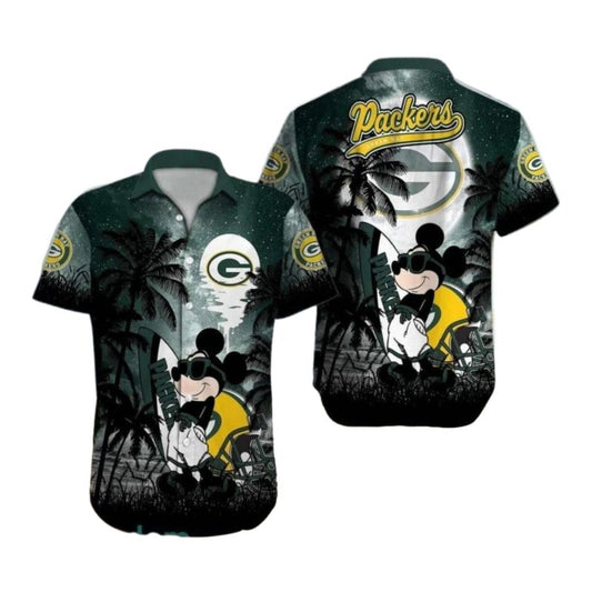 Packers With Mickey And Surfboard Design Hawaiian Shirt - Moonbestprint