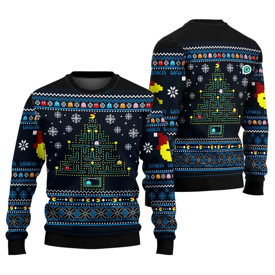 Pacman Tree Ugly Christmas Sweater – Moonbestprint
