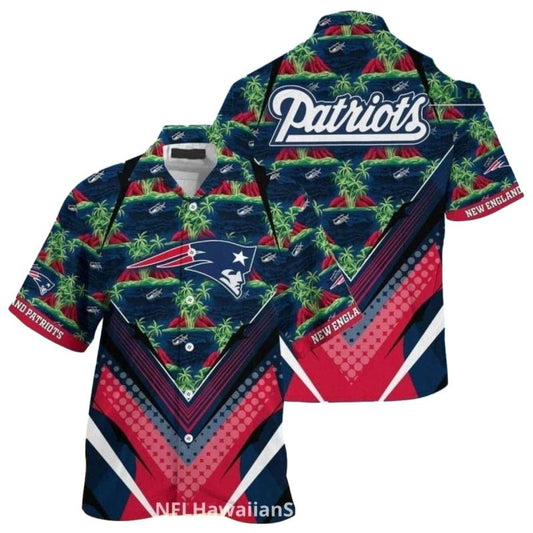 Palm Tree Paradise New England Patriots Logo Hawaiian Shirt - Moonbestprint
