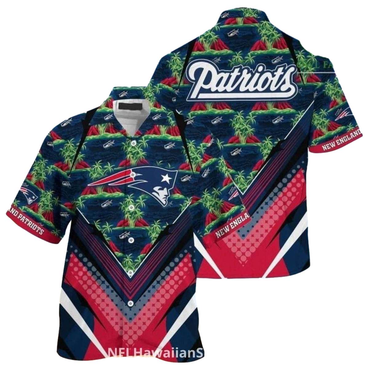 Palm Tree Paradise New England Patriots Logo Hawaiian Shirt - Moonbestprint