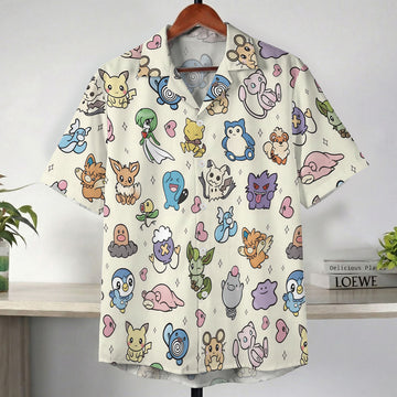 Pastel Yellow Kawaii Pokemon Character Hawaiian Shirt – Moonbestprint