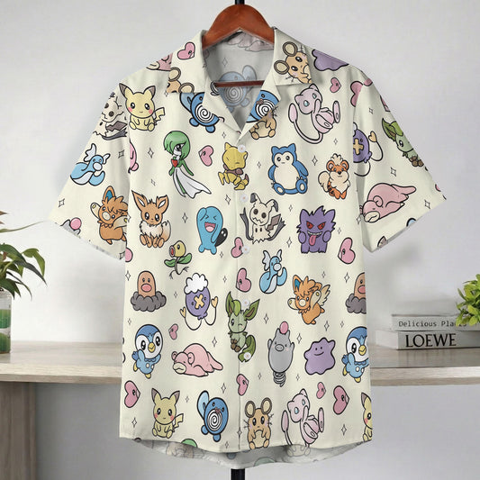 Pastel Yellow Kawaii Pokemon Character Hawaiian Shirt – Moonbestprint
