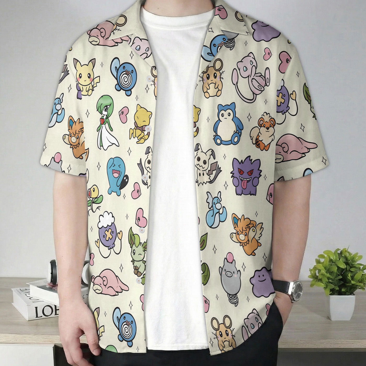 Pastel Yellow Kawaii Pokemon Character Hawaiian Shirt – Moonbestprint
