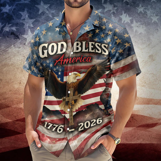Patriotic 250th Anniversary God Bless America Eagle 1776–2026 Hawaii Shirt, 250th Anniversary Gift Moonbestprint