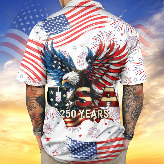 Patriotic Bald Eagle USA 250 Years Hawaii Shirt, 250th Anniversary Gift Moonbestprint