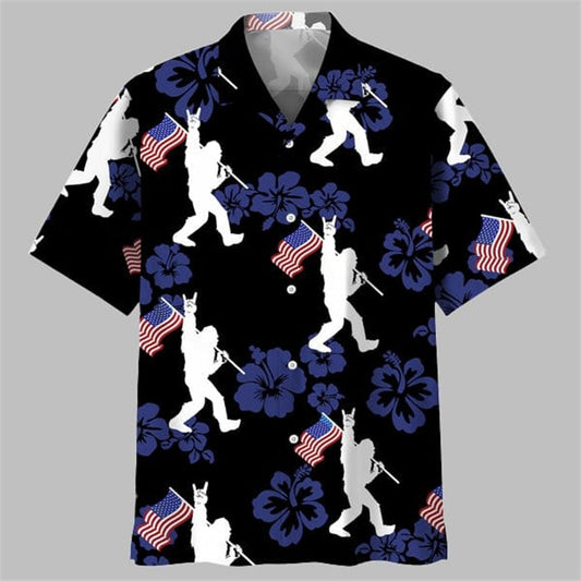 Patriotic Bigfoot Usa Flag Hawaiian Shirt - Moonbestprint