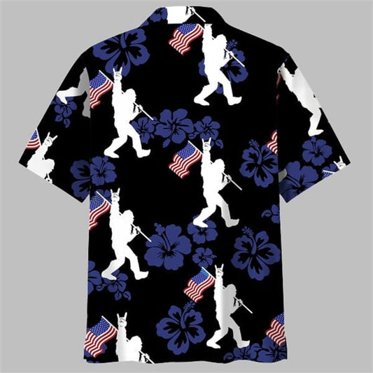 Patriotic Bigfoot Usa Flag Hawaiian Shirt - Moonbestprint