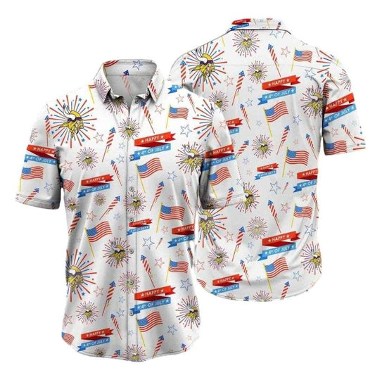 Patriotic Fanfare Minnesota Vikings 4th Of July Hawaiian Shirt - Moonbestprint