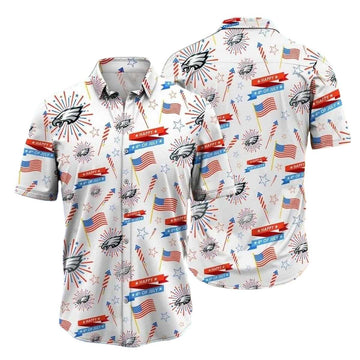 Philadelphia Eagles Patriotic Fireworks Hawaiian Shirt - Moonbestprint