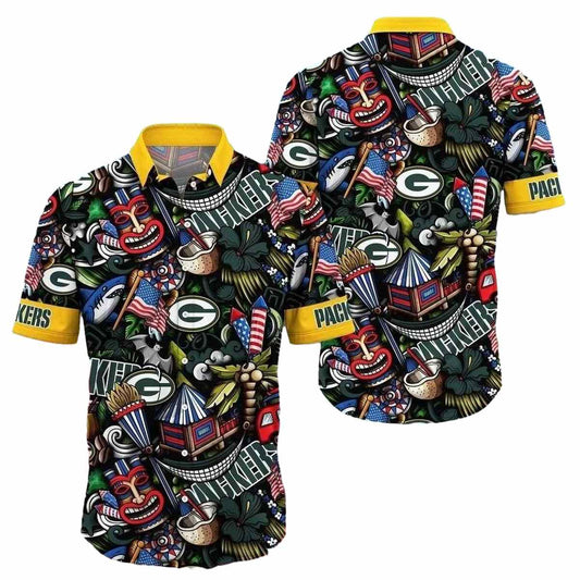 Patriotic Play Green Bay Packers American Spirit Hawaiian Shirt - Moonbestprint