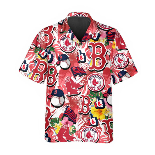 Pattern Boston Red Sox Hawaiian Shirt, Red Sox Aloha Shirt Moonbestprint