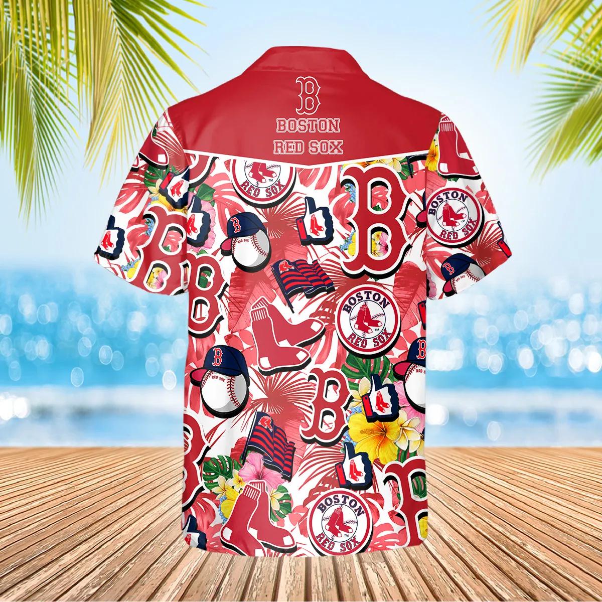 Pattern Boston Red Sox Hawaiian Shirt, Red Sox Aloha Shirt Moonbestprint