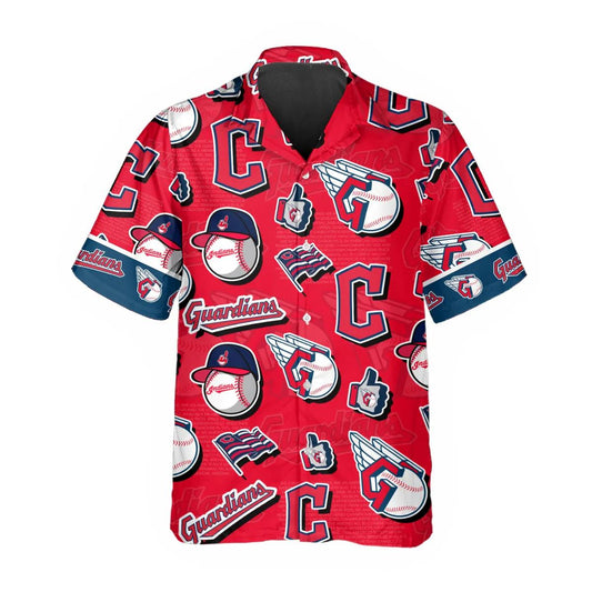Pattern Cleveland Guardians Hawaiian Shirt, Cleveland Guardians Aloha Shirt Moonbestprint