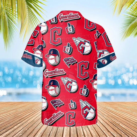 Pattern Cleveland Guardians Hawaiian Shirt, Cleveland Guardians Aloha Shirt Moonbestprint