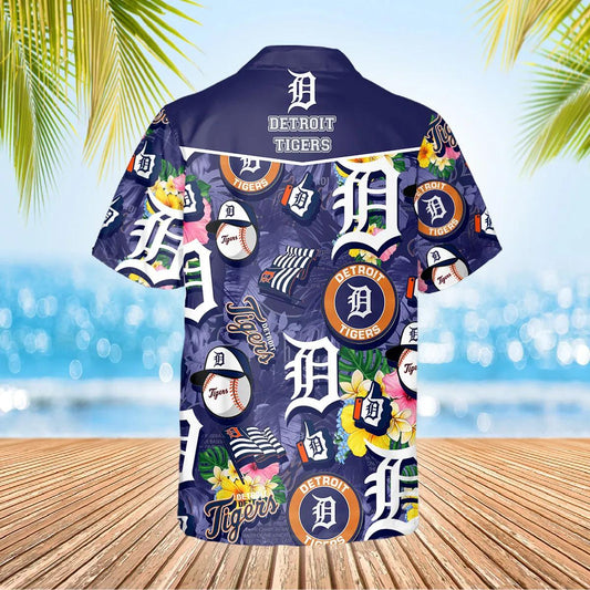 Pattern Detroit Tigers Hawaiian Shirt, Detroit Tigers Aloha Shirt Moonbestprint