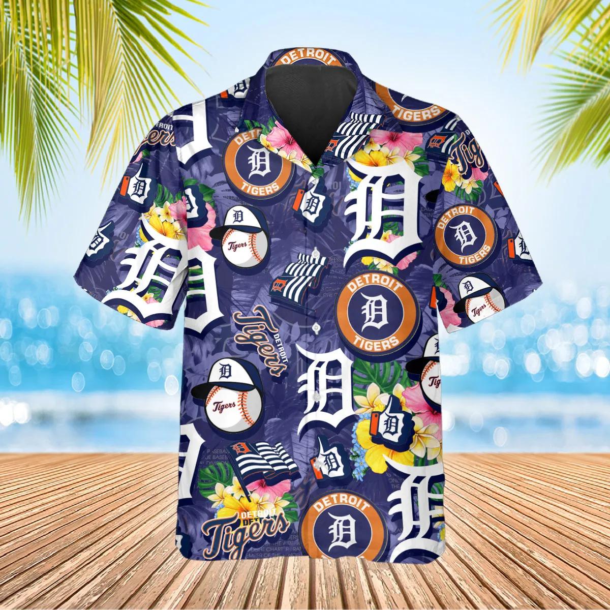 Pattern Detroit Tigers Hawaiian Shirt, Detroit Tigers Aloha Shirt Moonbestprint