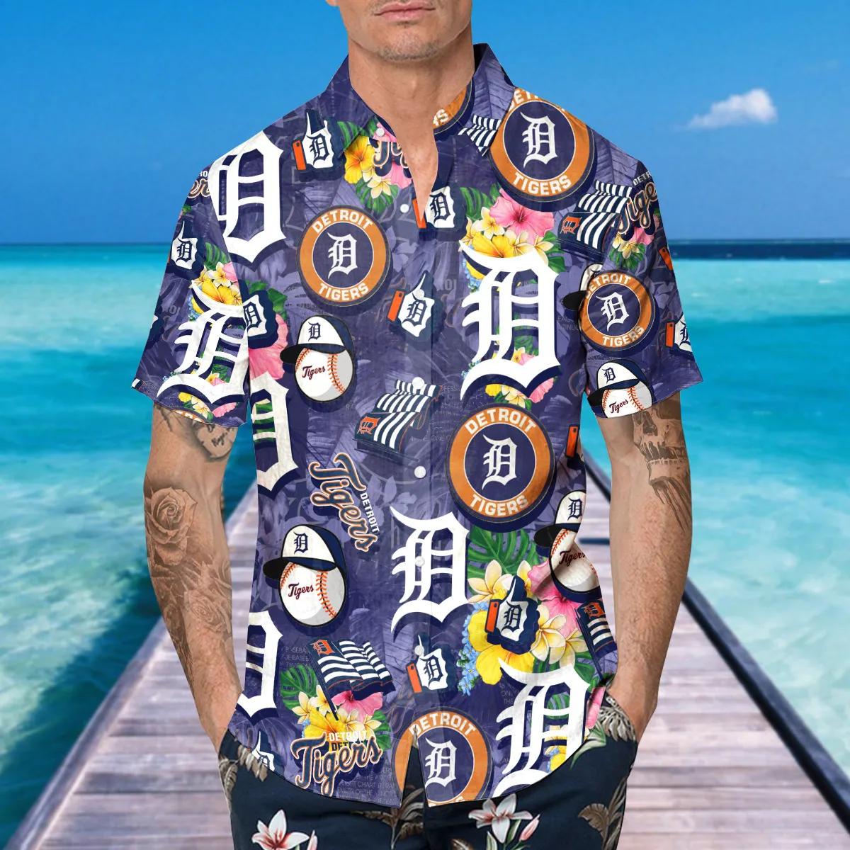Pattern Detroit Tigers Hawaiian Shirt, Detroit Tigers Aloha Shirt Moonbestprint