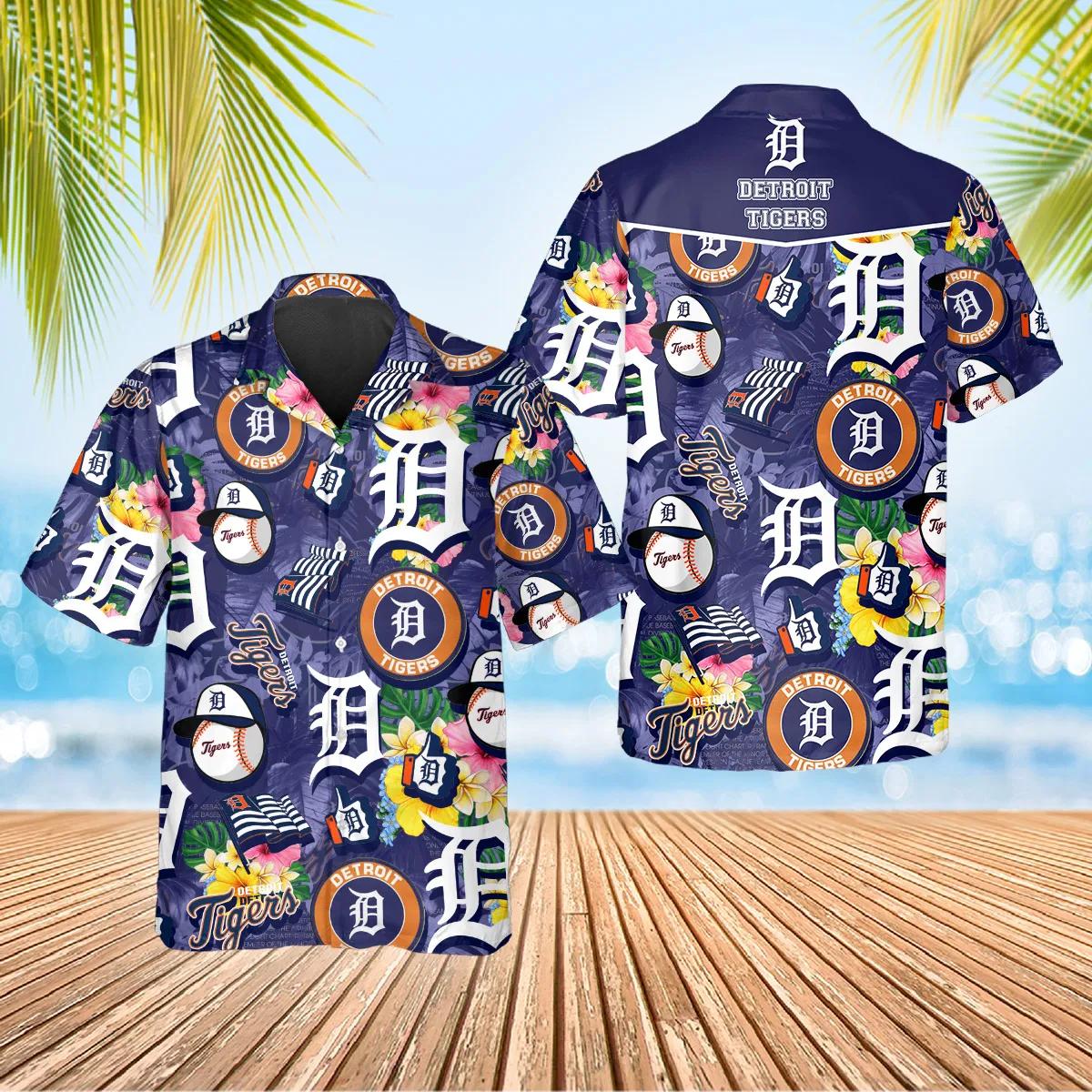 Pattern Detroit Tigers Hawaiian Shirt, Detroit Tigers Aloha Shirt Moonbestprint