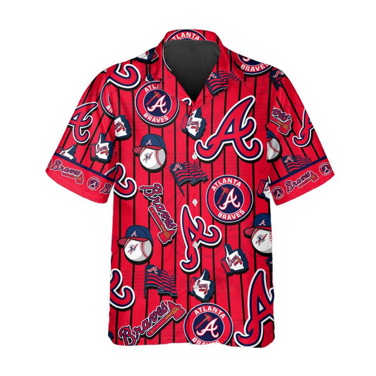 Pattern Logo Atlanta Braves Hawaiian Shirt, Atlanta Braves Aloha Shirt, MLB Hawaiian Shirt Moonbestprint